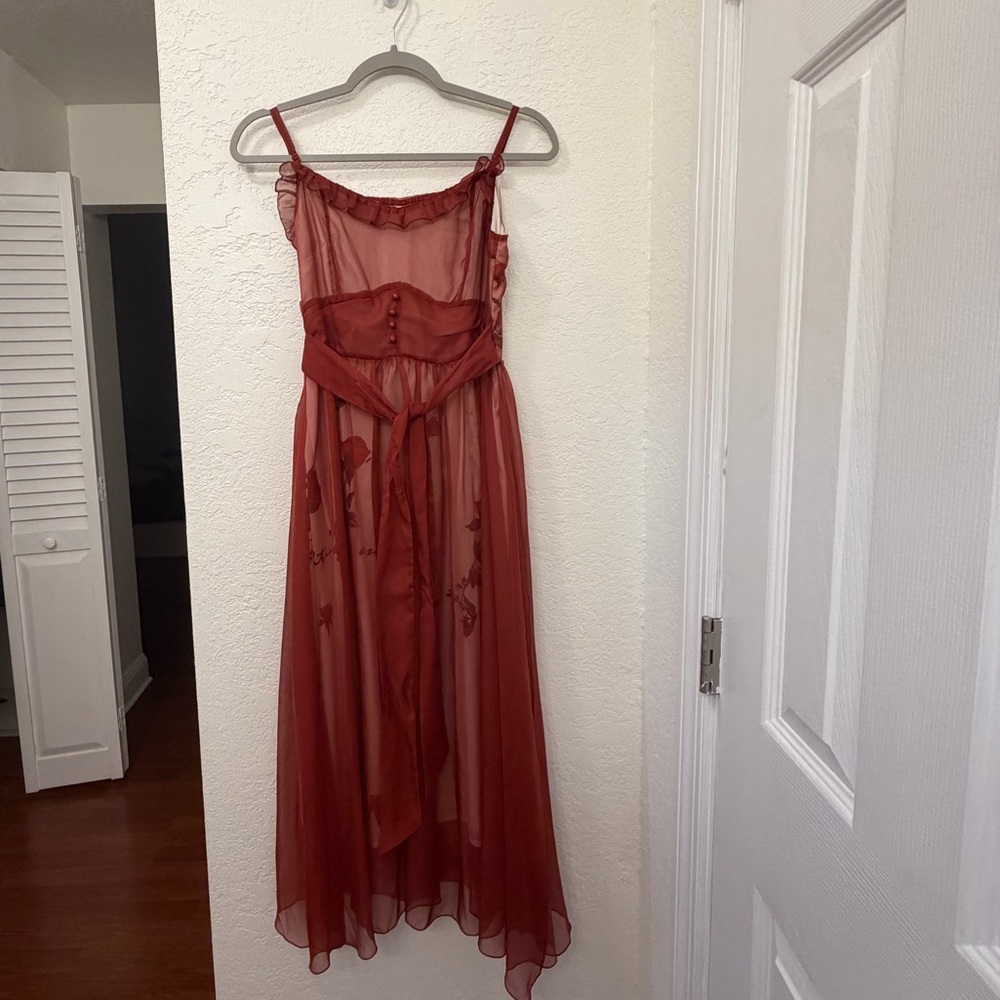 Elegant Red Chiffon Dress